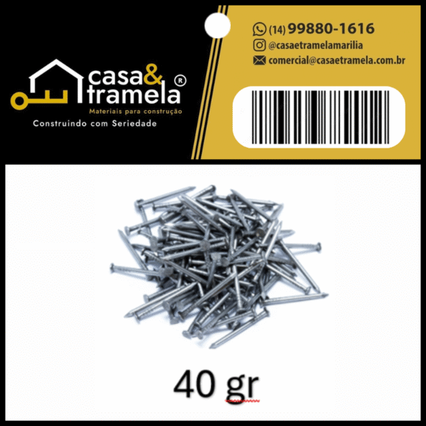 PREGO C/CABEÇA 12 x 12 - Contém 40 gr